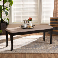 Baxton Studio RH036-Sand/Dark Brown-Dining Bench Cornelie Modern and Contemporary Transitional Sand Fabric Upholstered and Dark Brown Finished Wood Dining Bench